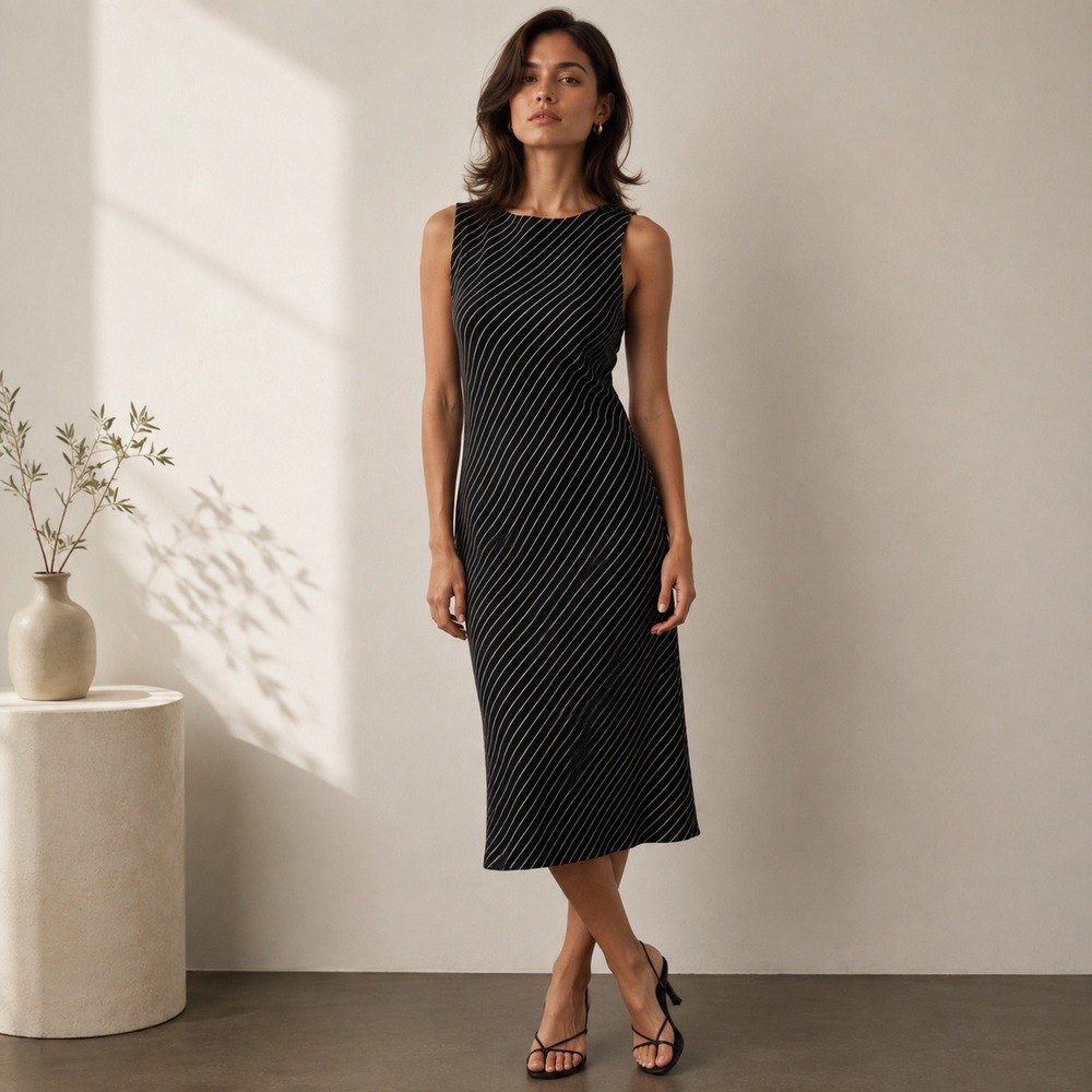 Lauren Ralph Lauren Dress Women 6 Black Vintage 90s Y2K Silk Bias Cut Minimalist